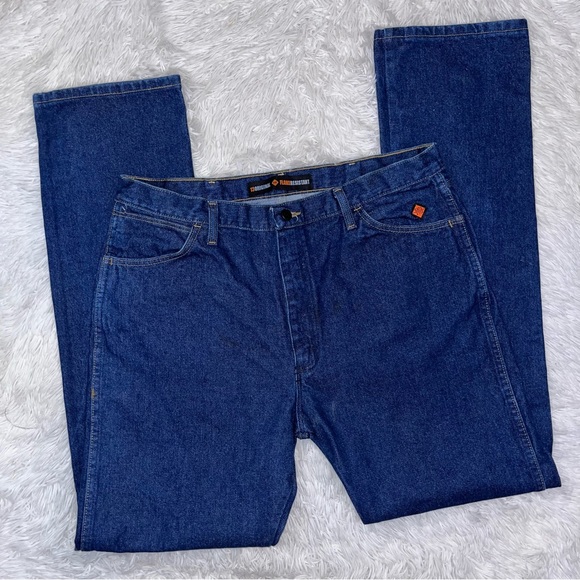 WRANGLER Men’s 13 Original FR Flame Resistant Straight Leg Blue Denim Jeans 38 - Picture 1 of 12